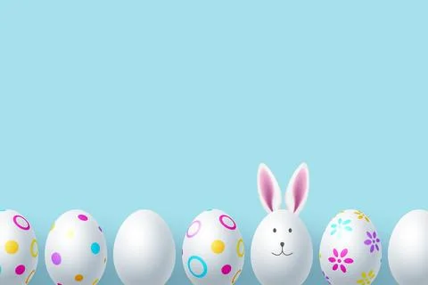 Painted Easter eggs with bunny face and ears. Stock Illustration