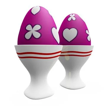 Painted easter eggs in ceramic white egg cups Stock Illustration