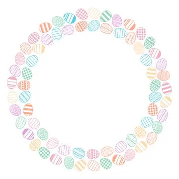 Painted Easter eggs circular frame with copy space イラスト素材