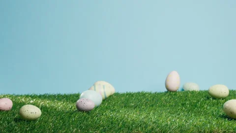 Painted Easter Eggs Fall Down Stock Footage 235902761
