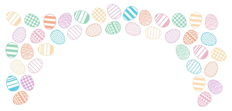 Painted Easter eggs frame, border with copy space Stock Illustration