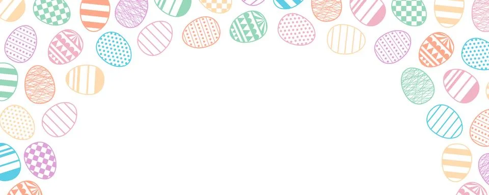 Painted Easter eggs frame, border with copy space Stock Illustration