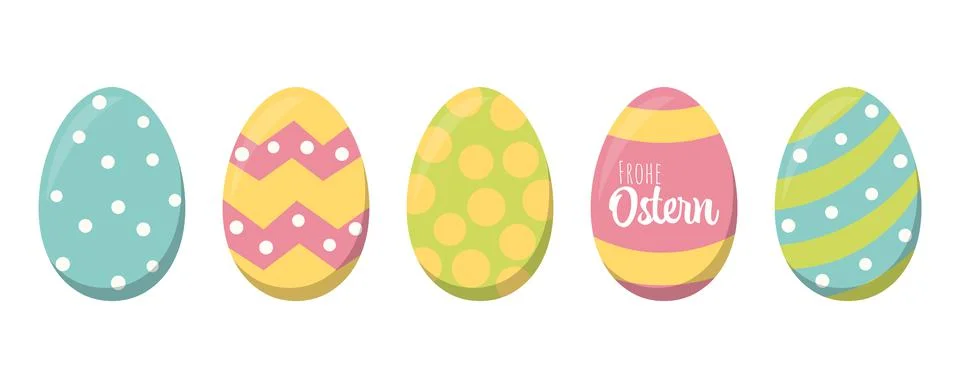 Painted easter eggs with greetings Stock Illustration
