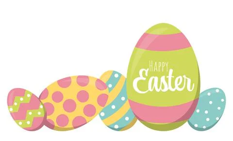 Painted easter eggs with greetings Stock Illustration