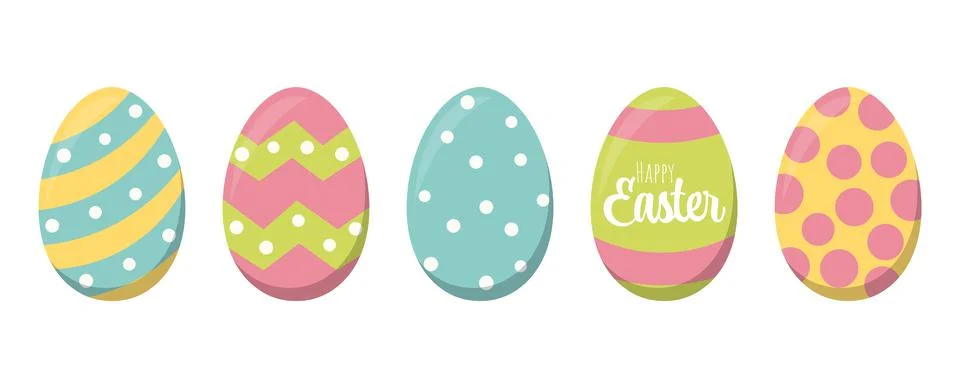 Painted easter eggs with greetings Stock Illustration