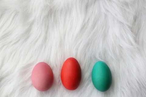 Painted Easter Eggs Isolated on Fluffy White Background Stock Photos