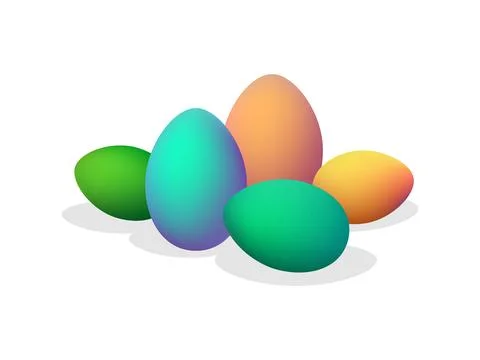 Painted Easter eggs isolated on white background. Composition of colorful e.. Stock Illustration