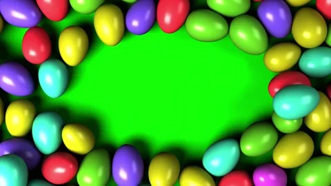 Painted Easter eggs land on table creating copy space in the middle ideal f.. Stock Footage 330261211