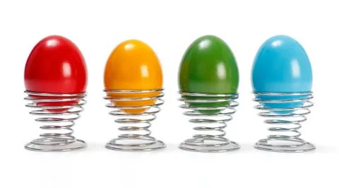 Painted easter eggs in metal cup Stock Photos