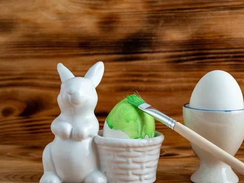 Painted Easter eggs. Painted Easter eggs on a wooden background. Stock Photos