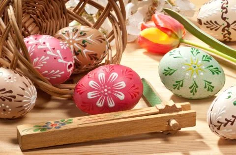 Painted easter eggs Stock Photos