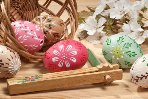 Painted easter eggs Stock Photos
