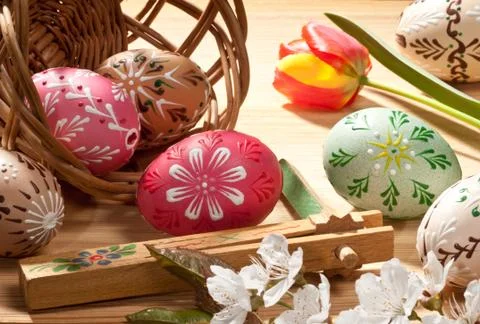 Painted easter eggs Stock Photos