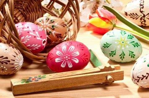 Painted easter eggs 스톡 사진