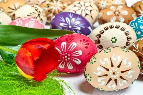 Painted easter eggs Stock Photos