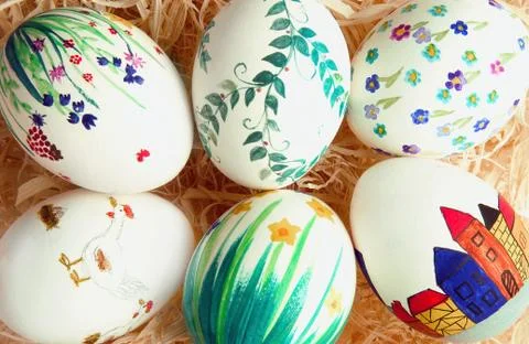 Painted easter eggs Stock Photos
