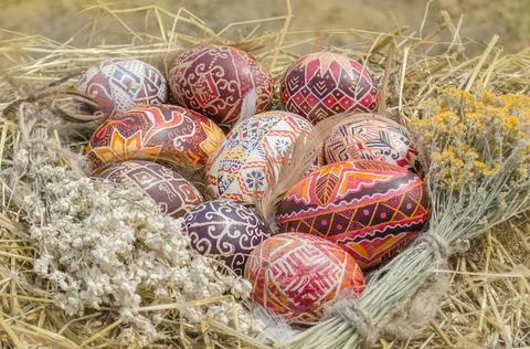 Painted Easter eggs Stock Photos