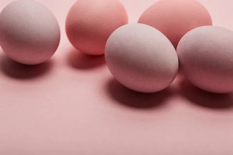 Painted easter eggs pink background Stock Photos