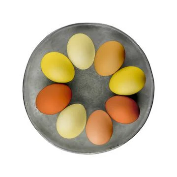 Painted Easter eggs on a plate.Isolated on a white background.Happy Easter Stock Photos