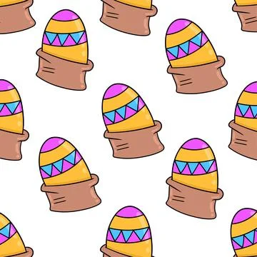 Painted easter eggs seamless pattern textile print. repeat pattern background 스톡 일러스트