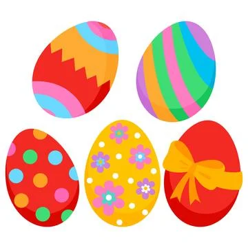 Painted Easter eggs set for Spring holiday. Vector illustration Stock Illustration