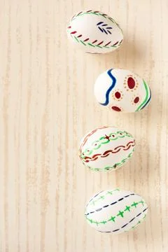 Painted Easter eggs on tile Stock Photos