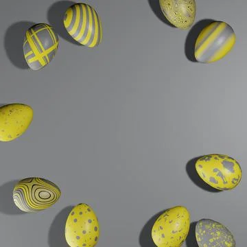 Painted Easter eggs in trendy colors 2021 Illuminating and Ultimate gray. Fla Stock Illustration