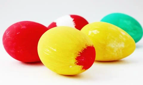 Painted easter eggs on white Stock Photos