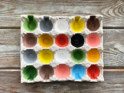 Painted egg box recycling, suitable for children's play Stock Photos