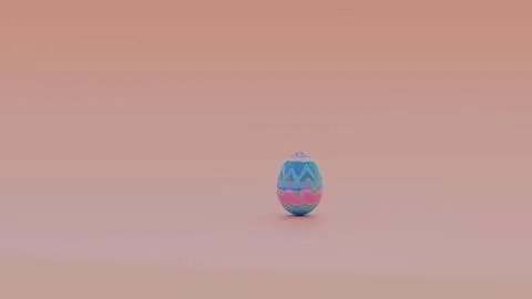 Painted egg with symmetrical patterns resting on a monochromatic pink backg.. Stock Photos
