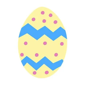 Painted egg with zig zag and dots, Easter holiday design element, vector Stock Illustration