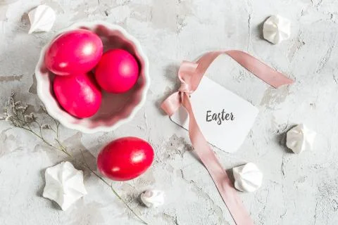 Painted eggs and a note on Easter holiday Stock Photos