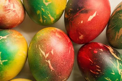 Painted eggs background. Stock Photos