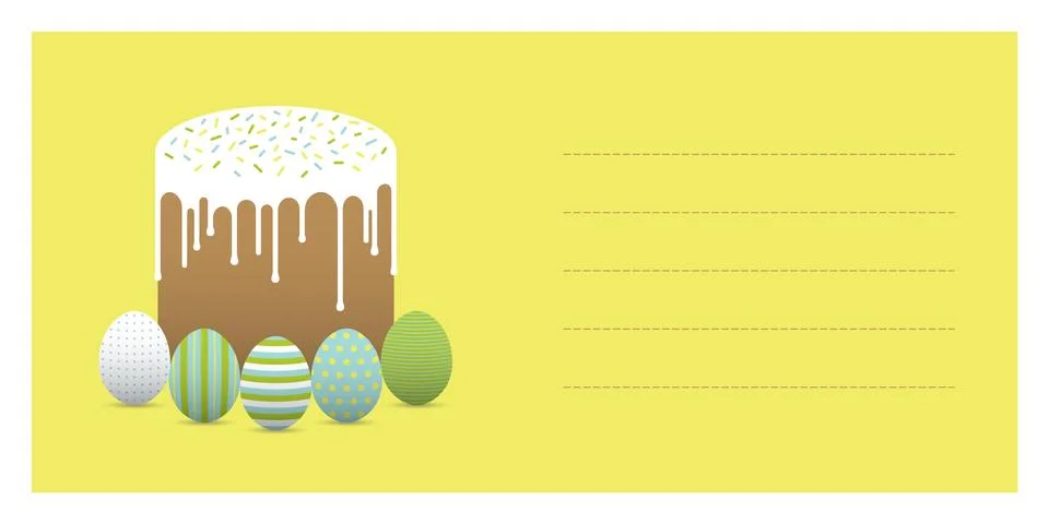 Painted eggs with easter cake. Greeting card Stockillustratie