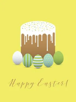 Painted eggs with easter cake. Hapy easter Illustrazione stock