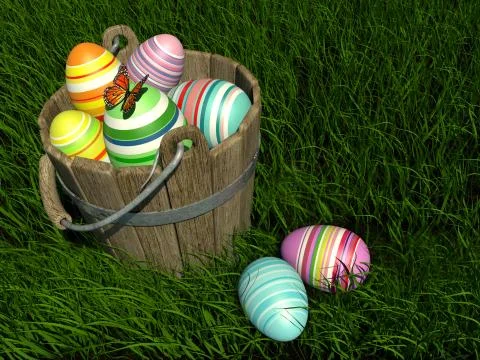 Painted eggs at easter Stock Illustration