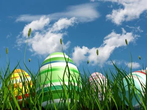 Painted eggs at easter Stock Illustration