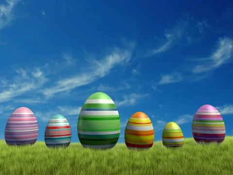 Painted eggs at easter Stock Illustration