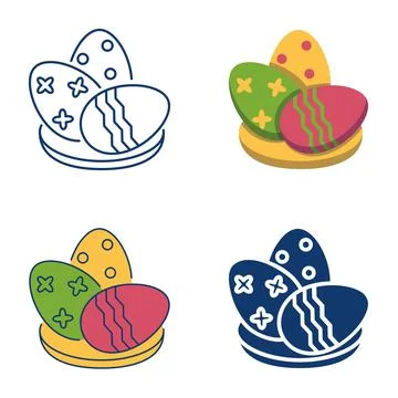 Painted eggs icon set Stock Illustration