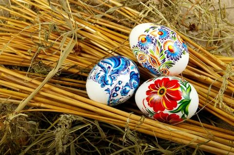 The painted eggs Stock Photos