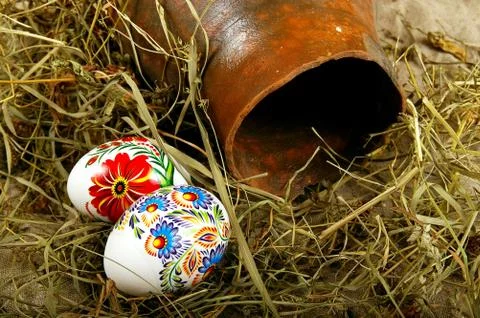 The painted eggs Stock Photos