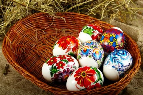 The painted eggs Stock Photos
