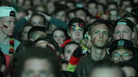 Painted Faces German Flag Audience Crowd Semifinals Germany Brazil WorldCup 2014 Video stock 40016687