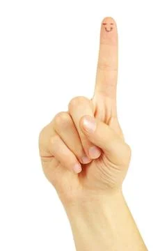 Painted finger smiley Stock Photos
