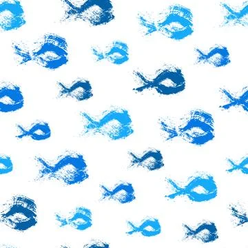 Painted Fish Pattern Background Stock Illustration