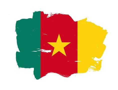 Painted flag of cameroon with stroke brush effect on white background Illustrazione stock