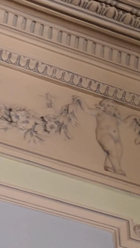 Painted Floral Ceiling Molding at Royal Jewelry Museum Stock Footage 345348322