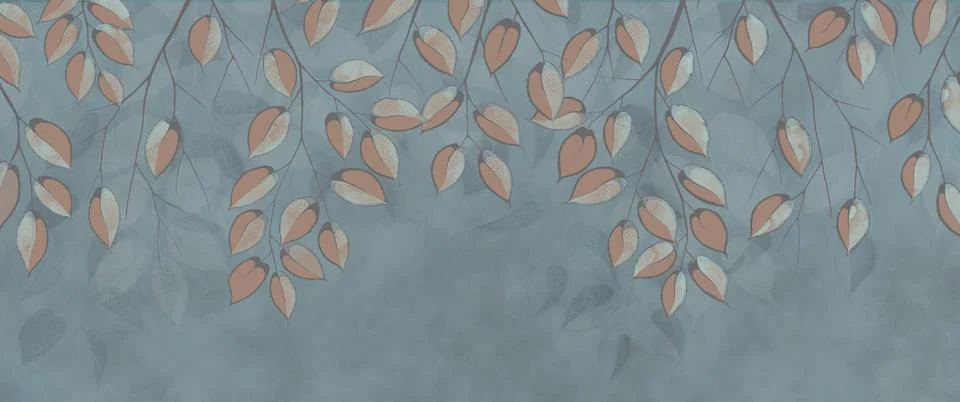 Painted floral pattern to be applied to the wall. Stock Illustration