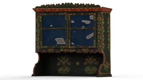 Painted folk cupboard the adjustment with white background Stock Illustration