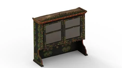 Painted folk cupboard the adjustment with white background Stock Illustration